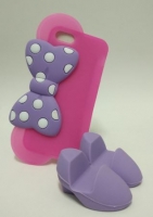 Capa Silicone "Laço Lilás Mini 3D" Iphone 5, Iphone 5S Rosa