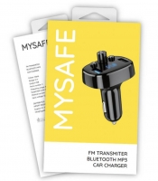 Transmissor FMCAR Charger com Bluetooth MP3, USB 3.1A MYSAFE Preto em Blister